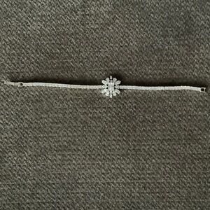 Sterling Silver Crystal Flower Tennis Bracelet - White